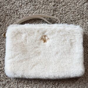 Nanette Lepore Cream Faux-Fur Crossbody Bag with Gold Accent NWOT
